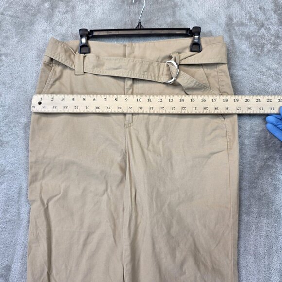 LOFT Pants Womens Size 12 Petite Tan Belted Cropped Chino Straight Leg Casual - Picture 5 of 12